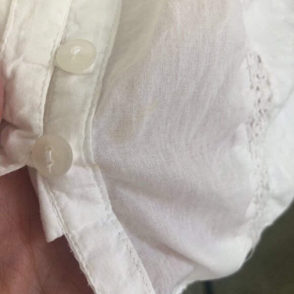 White Embroidered Lace Inset Blouse Top Size 16 - Picture 9 of 10